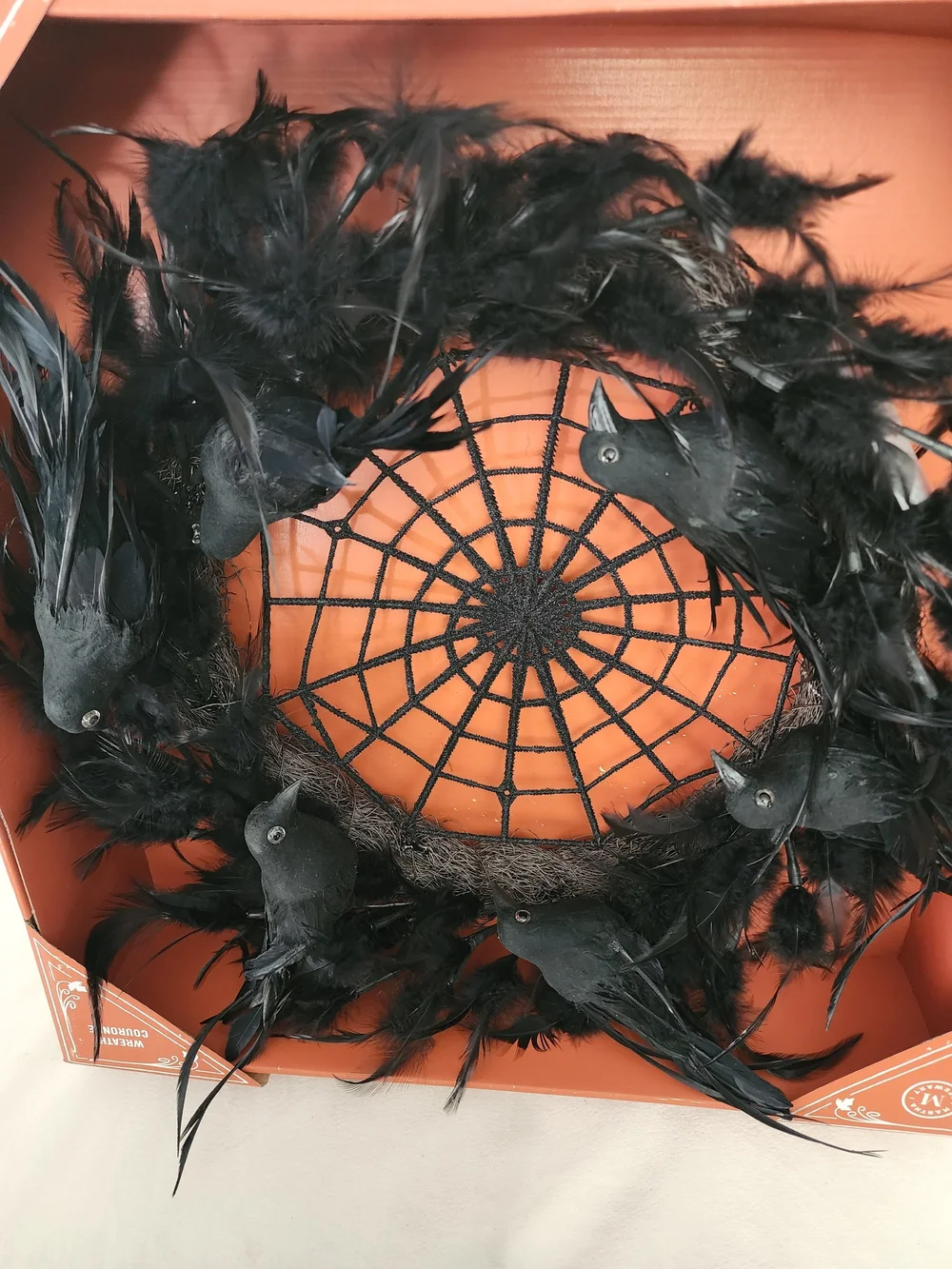 Black Feather Crow Halloween Wreath - Home Wall Decor